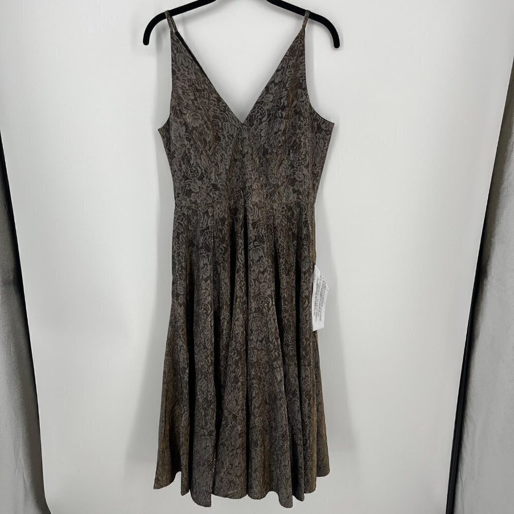 Dress the Population Brown Paisley Midi Dress